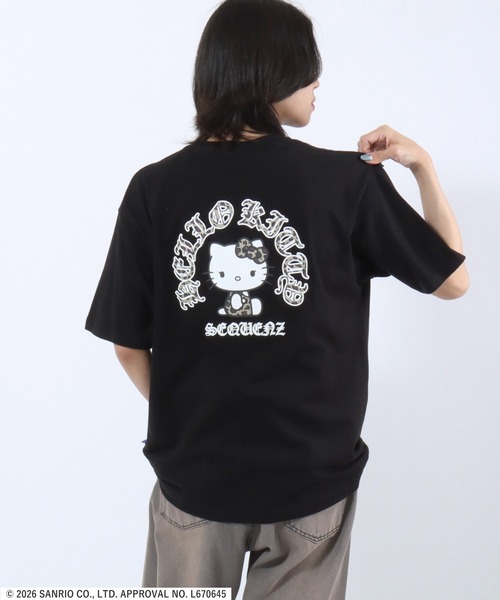 sanrio(サンリオ)の「HELLO KITTY CIRCLE LOGO TEE/ハローキティ ロゴバックプリントTシャツ/ラインストーン ピチT・ビッグシルエット(Tシャツ/カットソー・レディース・ブラック/ホワイト・S/M/L)」の19枚目の写真