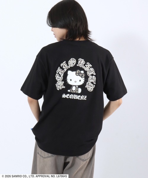 sanrio(サンリオ)の「HELLO KITTY CIRCLE LOGO TEE/ハローキティ ロゴバックプリントTシャツ/ラインストーン ピチT・ビッグシルエット(Tシャツ/カットソー・レディース・ブラック/ホワイト・S/M/L)」の21枚目の写真