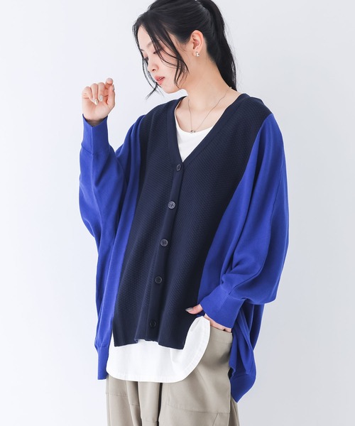 n'OrLABEL(ノアールレーベル)の「配色カノコ編みドルマンカーディガン(カーディガン/ボレロ・レディース・杢グレー/ブラック/ブルー・FREE)」の16枚目の写真