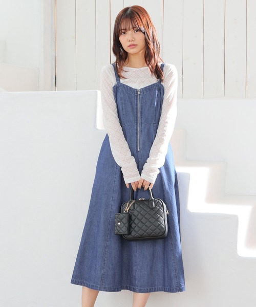 Honeys（ハニーズ）の「デニムジャンスカ（ジャンパースカート・レディース・ライトインディゴブルー/グレー/ブラック系その他・L/LL/M/S/SS）」の3枚目の写真