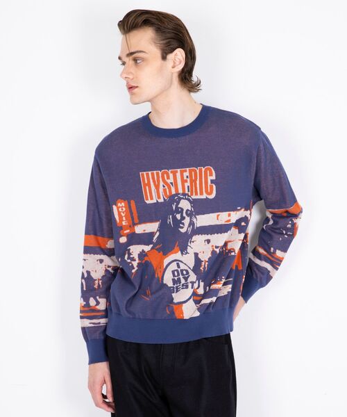 HYSTERIC GLAMOUR（ヒステリックグラマー）の「EAST VILLAGE 75ジャカード セーター（ニット/セーター・メンズ・ブラック/ネイビー・SMALL/MEDIUM/LARGE/X-LARGE）」の4枚目の写真