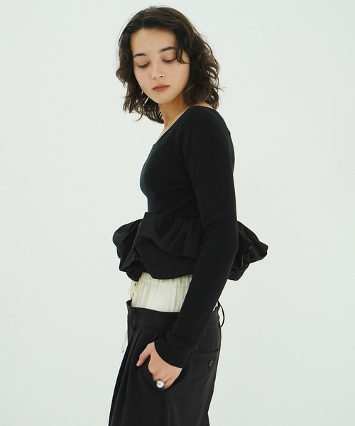 W BALLOON SHORT KNIT TOPS（ニット/セーター）｜CLANE（クラネ）の