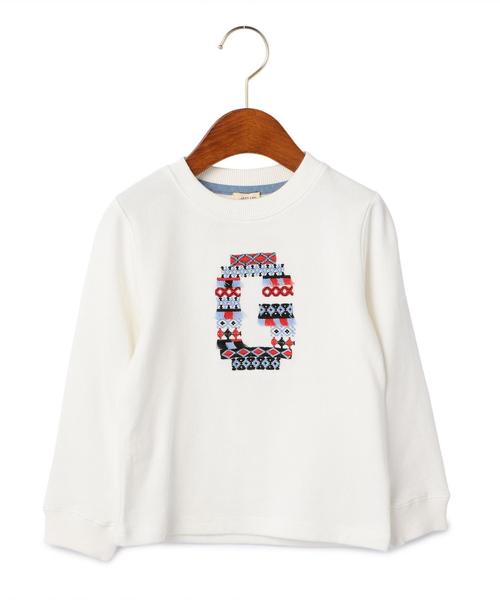 green label relaxing（グリーンレーベルリラクシング）の「ミニウラケ EMBアルファベット プルオーバー◆（Tシャツ/カットソー・キッズ・ホワイト/オレンジ・125/95/135/105/115）」の2枚目の写真