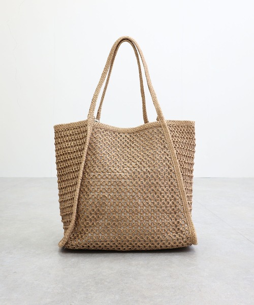 T・S・L（ティーエスエル）の「透かし編みペーパーシートトートバッグ（かごバッグ・レディース・サックスブルー/ベージュ/ラベンダー・FREE）」の5枚目の写真