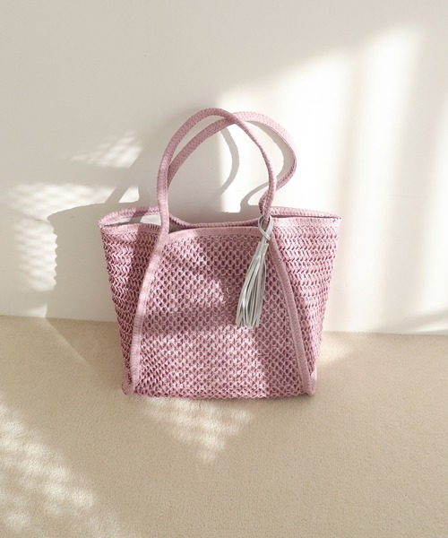 T・S・L（ティーエスエル）の「透かし編みペーパーシートトートバッグ（かごバッグ・レディース・サックスブルー/ベージュ/ラベンダー・FREE）」の14枚目の写真