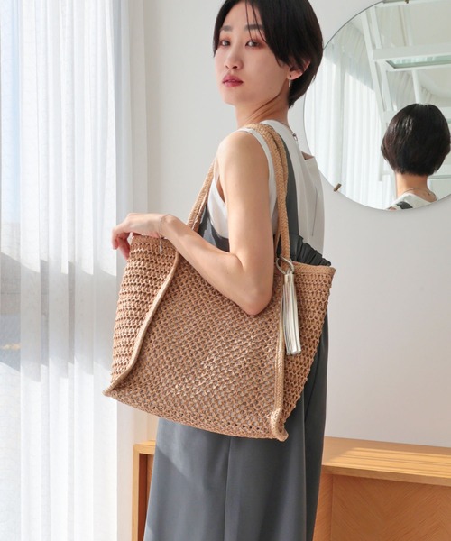 T・S・L（ティーエスエル）の「透かし編みペーパーシートトートバッグ（かごバッグ・レディース・サックスブルー/ベージュ/ラベンダー・FREE）」の13枚目の写真