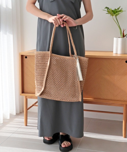 T・S・L（ティーエスエル）の「透かし編みペーパーシートトートバッグ（かごバッグ・レディース・サックスブルー/ベージュ/ラベンダー・FREE）」の12枚目の写真