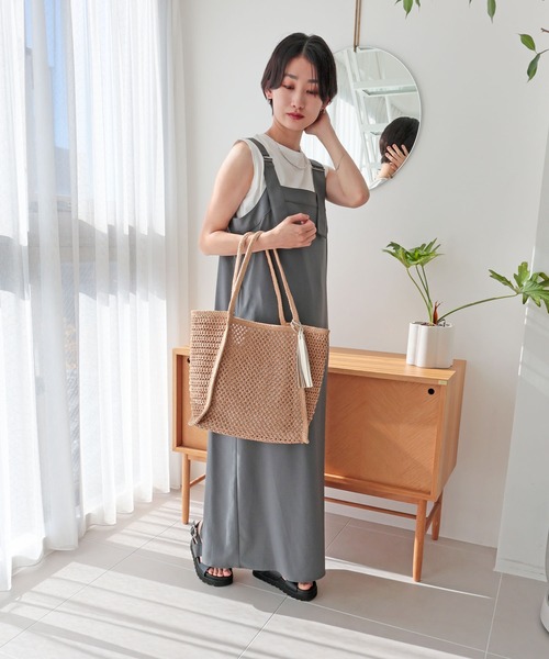 T・S・L（ティーエスエル）の「透かし編みペーパーシートトートバッグ（かごバッグ・レディース・サックスブルー/ベージュ/ラベンダー・FREE）」の11枚目の写真