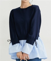 シャツドッキング風綿タッチニット