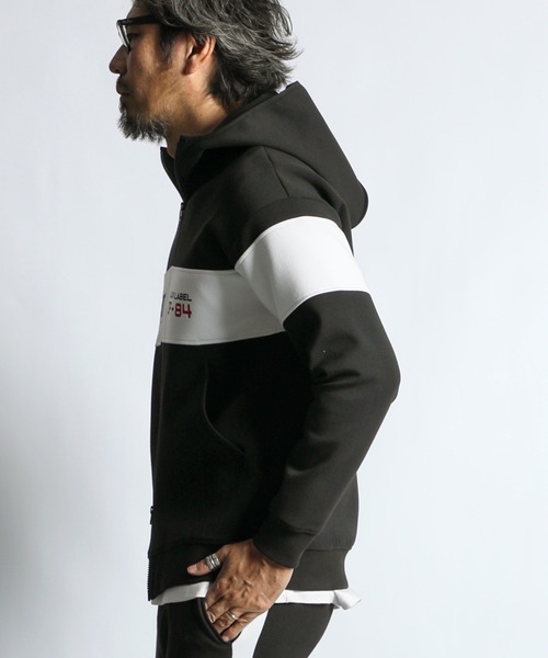 The DUFFER of ST.GEORGE(ザダファーオブセントジョージ)の「〔BLACK LABEL〕SORONA DOUBLE KNIT STAND PARKA:セットアップ対応 ソロナ ダンボールニット スタンドパーカー(パーカー・メンズ・ブラック/グレー/スミクロ・X-LARGE/LARGE/MEDIUM/SMALL)」の14枚目の写真