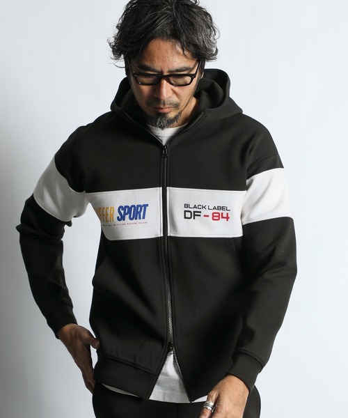 The DUFFER of ST.GEORGE(ザダファーオブセントジョージ)の「〔BLACK LABEL〕SORONA DOUBLE KNIT STAND PARKA:セットアップ対応 ソロナ ダンボールニット スタンドパーカー(パーカー・メンズ・ブラック/グレー/スミクロ・X-LARGE/LARGE/MEDIUM/SMALL)」の10枚目の写真