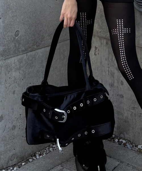 Never mind the XU(ネバーマインドザエックスユー)の「【Never mind the XU】double belt tote bag / 【ネバーマインド ザ エックスユー】ダブルベルトトートバッグ <着用動画あり>(トートバッグ・メンズ・ブラック・ONE SIZE)」の1枚目の写真