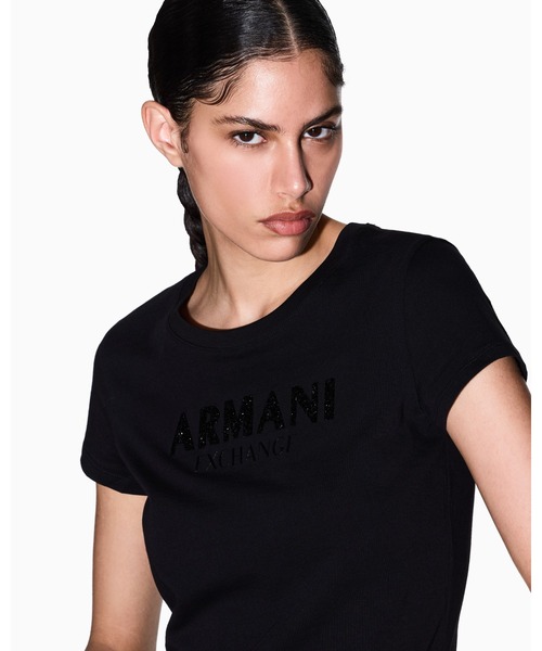 ARMANI EXCHANGE(アルマーニエクスチェンジ)の「【A|X アルマーニ エクスチェンジ】AXロゴ 半袖クルーネックTシャツ/SLIM(Tシャツ/カットソー・レディース・ホワイト/サンドベージュ/ブラック・X-SMALL/X-LARGE/SMALL/MEDIUM/LARGE)」の3枚目の写真