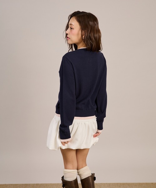 apres jour mignon（アプレジュールミニョン）の「フェイクレイヤードカーディガン（カーディガン/ボレロ・レディース・ブラウン系その他/ネイビー/ライトグレー/ライトイエロー・LARGE/フリー）」の20枚目の写真