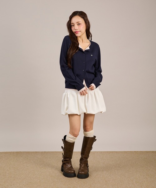 apres jour mignon（アプレジュールミニョン）の「フェイクレイヤードカーディガン（カーディガン/ボレロ・レディース・ブラウン系その他/ネイビー/ライトグレー/ライトイエロー・LARGE/フリー）」の21枚目の写真
