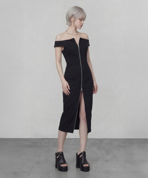 DURAS（デュラス）の「バルーン付け袖+フルジップワンピース（ワンピース・レディース・グレー/ブラック/ホワイト・FREE）」の5枚目の写真