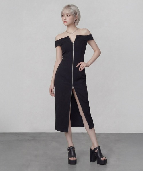 DURAS（デュラス）の「バルーン付け袖+フルジップワンピース（ワンピース・レディース・グレー/ブラック/ホワイト・FREE）」の6枚目の写真