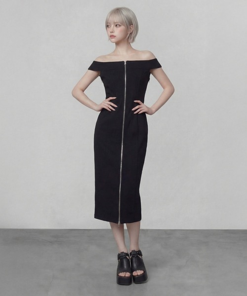 DURAS（デュラス）の「バルーン付け袖+フルジップワンピース（ワンピース・レディース・グレー/ブラック/ホワイト・FREE）」の7枚目の写真