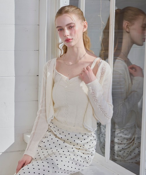 Heather（ヘザー）の「透かし編みレースカーデ/キャミ2P　656553（アンサンブル・レディース・アイボリー/ミント/ピンク・FREE）」の22枚目の写真