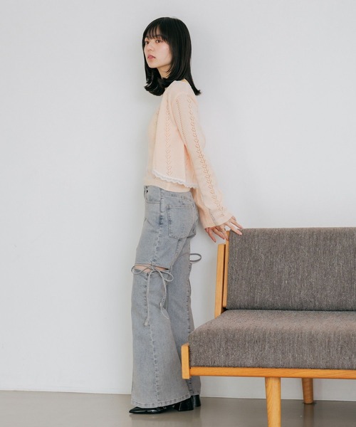 Heather（ヘザー）の「透かし編みレースカーデ/キャミ2P　656553（アンサンブル・レディース・アイボリー/ミント/ピンク・FREE）」の6枚目の写真