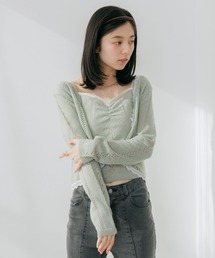 Heather（ヘザー）の「透かし編みレースカーデ/キャミ2P　656553（アンサンブル）」