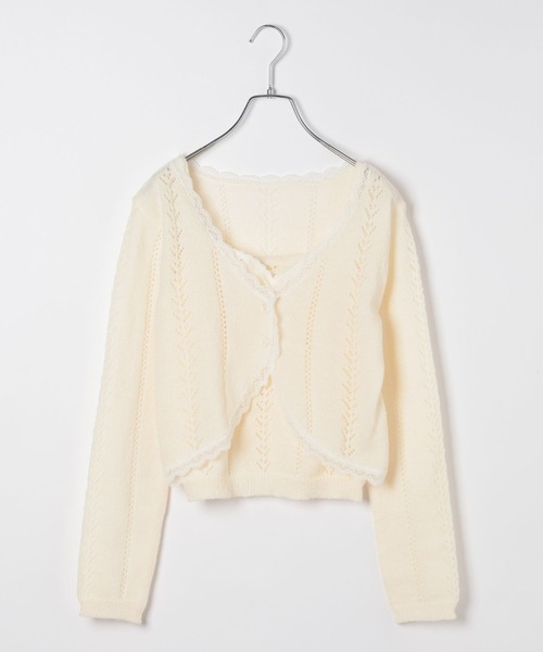 Heather（ヘザー）の「透かし編みレースカーデ/キャミ2P　656553（アンサンブル・レディース・アイボリー/ミント/ピンク・FREE）」の15枚目の写真