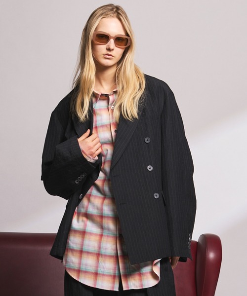 MAISON SPECIAL(メゾンスペシャル)の「《UNISEX》Washer Wool Linen Prime-Over-Over 6B DoubleTailored Jacket/ワッシャーウールリネンプライムオーバー6Bダブルテーラードジャケット【MAISON SPECIAL/メゾンスペシャル】■セットアップ対応■(テーラードジャケット・メンズ・ブラック/チャコールグレー/グレー・2/1/0)」の2枚目の写真