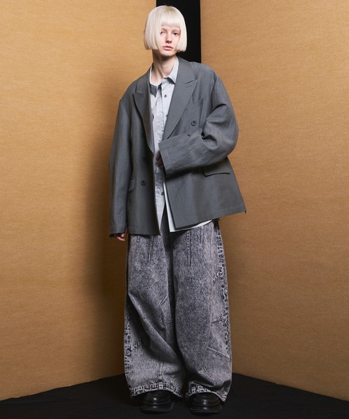 MAISON SPECIAL(メゾンスペシャル)の「《UNISEX》Washer Wool Linen Prime-Over-Over 6B DoubleTailored Jacket/ワッシャーウールリネンプライムオーバー6Bダブルテーラードジャケット【MAISON SPECIAL/メゾンスペシャル】■セットアップ対応■(テーラードジャケット・メンズ・ブラック/チャコールグレー/グレー・2/1/0)」の6枚目の写真