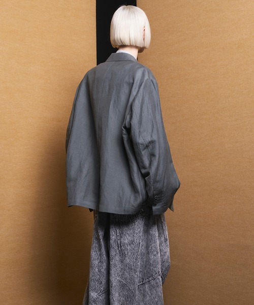 MAISON SPECIAL(メゾンスペシャル)の「《UNISEX》Washer Wool Linen Prime-Over-Over 6B DoubleTailored Jacket/ワッシャーウールリネンプライムオーバー6Bダブルテーラードジャケット【MAISON SPECIAL/メゾンスペシャル】■セットアップ対応■(テーラードジャケット・メンズ・ブラック/チャコールグレー/グレー・2/1/0)」の15枚目の写真
