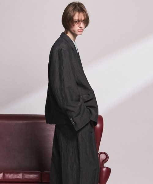 MAISON SPECIAL(メゾンスペシャル)の「《UNISEX》Washer Wool Linen Prime-Over-Over 6B DoubleTailored Jacket/ワッシャーウールリネンプライムオーバー6Bダブルテーラードジャケット【MAISON SPECIAL/メゾンスペシャル】■セットアップ対応■(テーラードジャケット・メンズ・ブラック/チャコールグレー/グレー・2/1/0)」の8枚目の写真