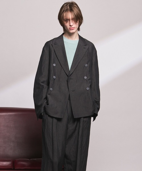 MAISON SPECIAL(メゾンスペシャル)の「《UNISEX》Washer Wool Linen Prime-Over-Over 6B DoubleTailored Jacket/ワッシャーウールリネンプライムオーバー6Bダブルテーラードジャケット【MAISON SPECIAL/メゾンスペシャル】■セットアップ対応■(テーラードジャケット・メンズ・ブラック/チャコールグレー/グレー・2/1/0)」の7枚目の写真