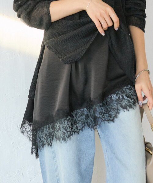 RIVE DROITE（リヴドロワ）の「予約【鮮度抜群】バイアスヘムレースキャミソール（キャミソール・レディース・モカ/オフホワイト/ブラック・FREE）」の2枚目の写真