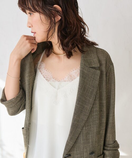 RIVE DROITE（リヴドロワ）の「予約【鮮度抜群】バイアスヘムレースキャミソール（キャミソール・レディース・モカ/オフホワイト/ブラック・FREE）」の7枚目の写真