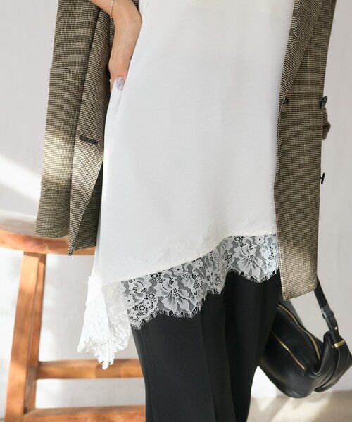 RIVE DROITE（リヴドロワ）の「予約【鮮度抜群】バイアスヘムレースキャミソール（キャミソール・レディース・モカ/オフホワイト/ブラック・FREE）」の8枚目の写真