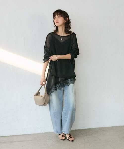 RIVE DROITE（リヴドロワ）の「予約【鮮度抜群】バイアスヘムレースキャミソール（キャミソール・レディース・モカ/オフホワイト/ブラック・FREE）」の20枚目の写真