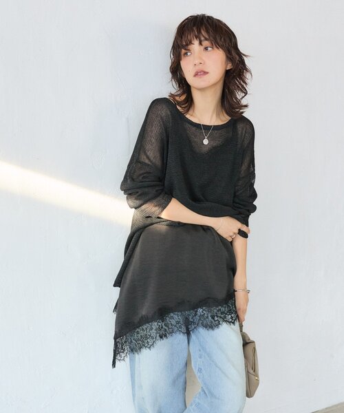 RIVE DROITE（リヴドロワ）の「予約【鮮度抜群】バイアスヘムレースキャミソール（キャミソール・レディース・モカ/オフホワイト/ブラック・FREE）」の21枚目の写真