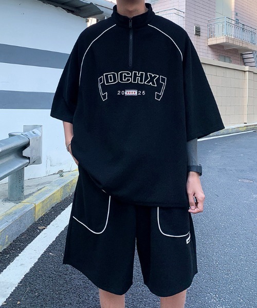 link lot(リンクロット)の「【2点セット】カレッジロゴ ハイネックリラックスセットアップ(Tシャツ/カットソー・メンズ・グレー/ブラック・L/M)」の16枚目の写真