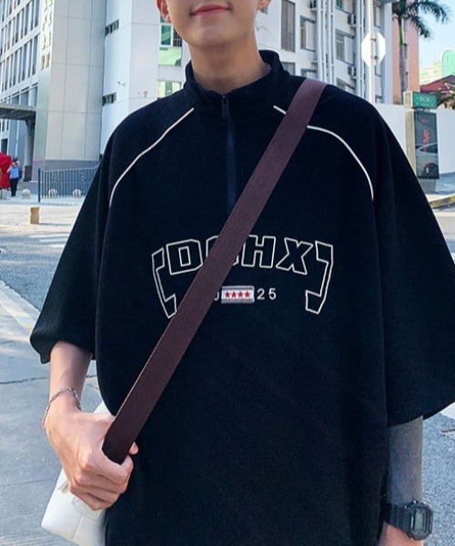 link lot(リンクロット)の「【2点セット】カレッジロゴ ハイネックリラックスセットアップ(Tシャツ/カットソー・メンズ・グレー/ブラック・L/M)」の6枚目の写真