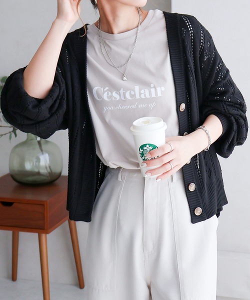 Social GIRL(ソーシャルガール)の「★Social GIRL★透かし編みカーデ(カーディガン/ボレロ・レディース・ブラック・M)」の1枚目の写真