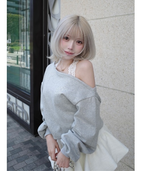 darich ホルターレースワンショルスウェットトップス　GRY ホルターレースワンショルスウェットトップス（スウェット）｜Darich