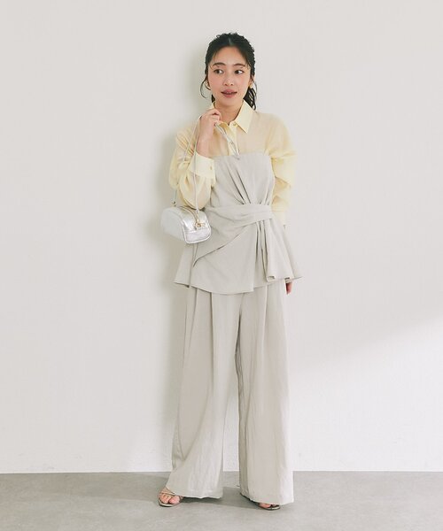 La boutique BonBon(ラブティックボンボン)の「【セットアップ可・女っぽカジュアル】キュプラ混アシメワイドパンツ(その他パンツ・レディース・ピンク/ライトグレー・FREE)」の15枚目の写真