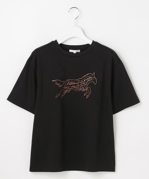 自由区（ジユウク）の「ホースモチーフロゴ Tシャツ（Tシャツ/カットソー・レディース・ブラック系/アイボリー系・32）」の8枚目の写真