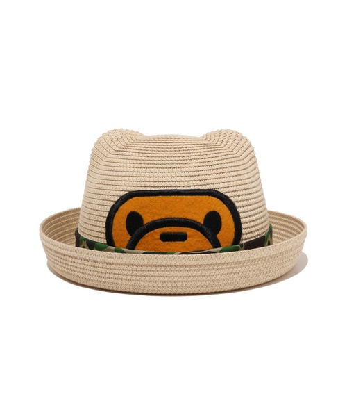 A BATHING APE(アベイシングエイプ)の「ABC CAMO MILO FACE BLADE HAT(ハット・キッズ・ブラック/ベージュ・SMALL/MEDIUM)」の1枚目の写真