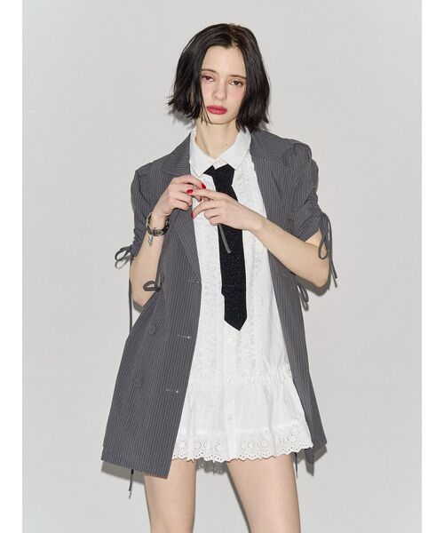 jouetie（ジュエティ）の「フロントフリルチュニックシャツ　春服（シャツ/ブラウス・レディース・ブルー/ブラック/オフホワイト・MEDIUM）」の17枚目の写真
