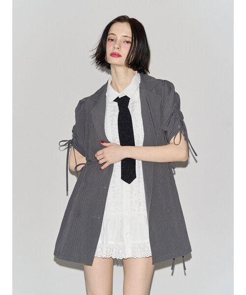 jouetie（ジュエティ）の「フロントフリルチュニックシャツ　春服（シャツ/ブラウス・レディース・ブルー/ブラック/オフホワイト・MEDIUM）」の20枚目の写真