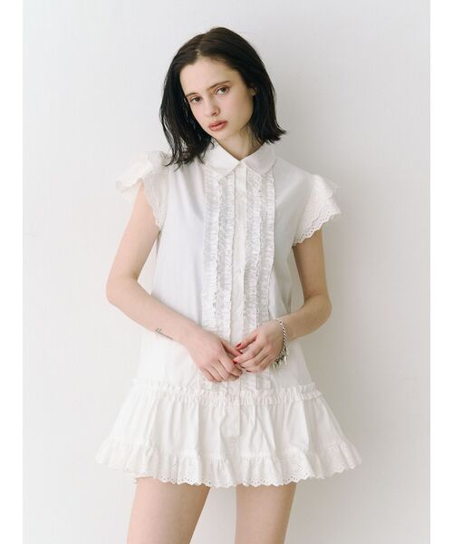 jouetie(ジュエティ)の「フロントフリルチュニックシャツ 春服(シャツ/ブラウス・レディース・ブルー/ブラック/オフホワイト・MEDIUM)」の7枚目の写真