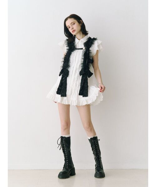 jouetie(ジュエティ)の「フロントフリルチュニックシャツ 春服(シャツ/ブラウス・レディース・ブルー/ブラック/オフホワイト・MEDIUM)」の9枚目の写真