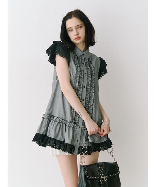 jouetie(ジュエティ)の「フロントフリルチュニックシャツ 春服(シャツ/ブラウス・レディース・ブルー/ブラック/オフホワイト・MEDIUM)」の11枚目の写真