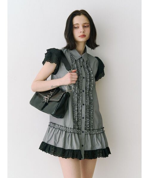 jouetie(ジュエティ)の「フロントフリルチュニックシャツ 春服(シャツ/ブラウス・レディース・ブルー/ブラック/オフホワイト・MEDIUM)」の12枚目の写真