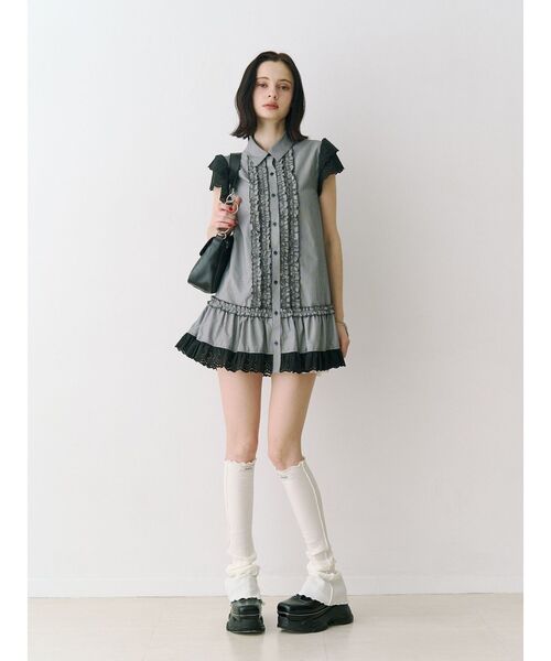 jouetie(ジュエティ)の「フロントフリルチュニックシャツ 春服(シャツ/ブラウス・レディース・ブルー/ブラック/オフホワイト・MEDIUM)」の14枚目の写真